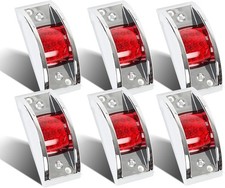 6pcs Red 12-led Curve Sealed Chrome Side Marker Truck Trailer Clearance Lights