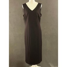 Talbots Petites Black Sleeveless V-Neck Maxi Dress Crisscross Back Size M Petite