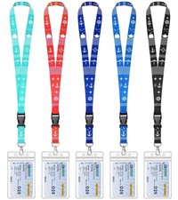 5 Pack Lanyard with Waterproof ID Badge Holders for Cruise Ship Cards, Mix