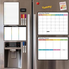 16" X 12" Whiteboard Calendar for Fridge, 2 PCS Weekly and Monthly Dry Erase
