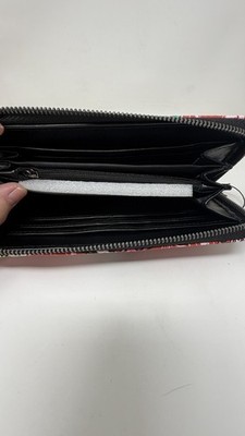 Ed Hardy Zip Around Wallet Wristlet Pink/Black Skulls Roses
