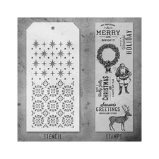 Tim Holtz Stamps  Stencil  SET 35  THMM135  Mixed Media  Christmas