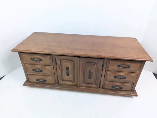 Cassettiera multifoderata in legno portagioie portagioie MCM 18" x 7" x 7" vintage - Foto 22 di 24