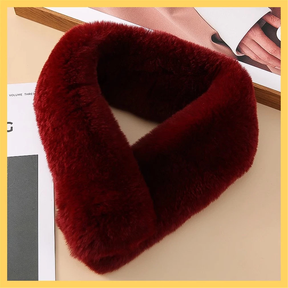 Women's Real Rabbit Fur Scarf Thicken Winter Warm Neck Wrap Collar Size 62x9cm