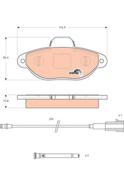 TRW Bremsbelagsatz Scheibenbremse Cotec GDB1745 FüR Fiat Ford RU8 KA 500 Panda-image