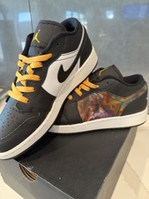 Air Jordan 1 Low GS Black/New Emerald-taxi Size 7Y - Excellent Condition