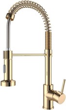 Gold Kitchen Sink Mixer Tap Pull Out Spray 360° Swivel Single Lever Solid Brass