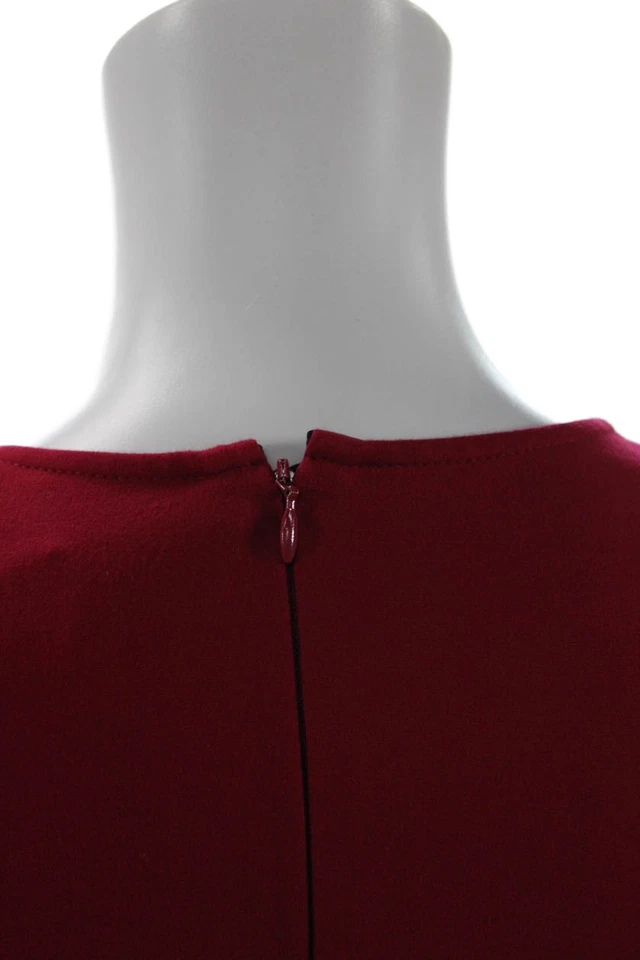 Vestido patinador forrado con cuello redondo manga larga Josie Natori para mujer rojo talla 04 Foto 4 de 4