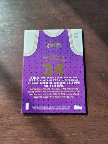 2002-03 Topps Jersey Edition #JESON Shaquille O'Neal H - Picture 2 of 2