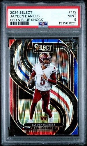 2024 Select Jayden Daniels Red Blue Shock PSA 9 Rookie Commanders RC #112