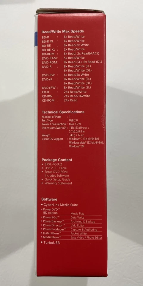 BUFFALO MEDIA STATION BRXL-PC6U2 blu-ray writer drive EMPTY BOX ONLY!, NO drive! - Image 4 of 4