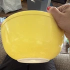 Pyrex 404 Yellow Milk Glass Mixing Bowl, Vintage, USA Mark, White Interior
