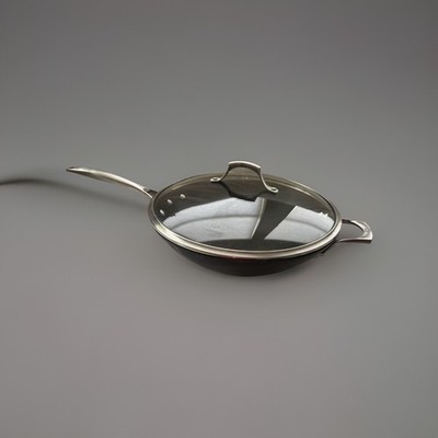 Calphalon Wok + Glass Lid Hard-Anodized Cookware 13  Flat Bottom Unison Stir Fry