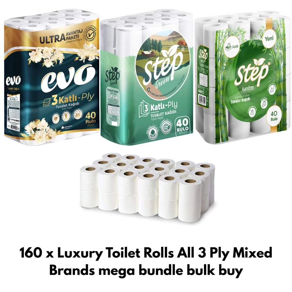 160 Toilet Rolls 3 Ply Luxury Soft Unscented Tissue Paper Bulk Buy Mega Bundle - Image 3 of 4