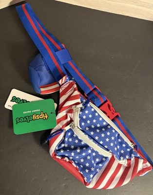 Tipsy Elves American Flag Fanny Pack Patriotic USA W/ Beer Bottle Holder NWT