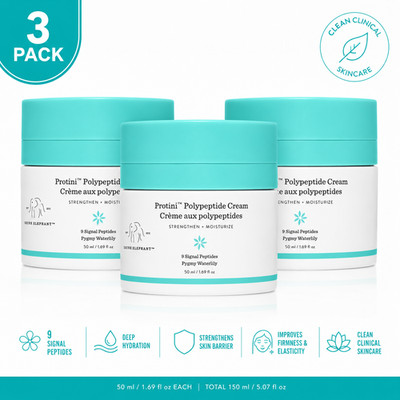 Drunk Elephant Protini Polypeptide Cream 50ml 3 Pack Peptide Face Moisturizer