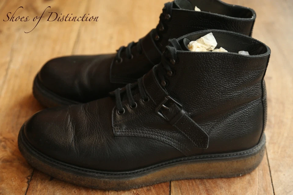Bottes à boucle derby moine en cuir noir Bottega Veneta hommes UK 9 US 10 EU 43 - Photo 2/4
