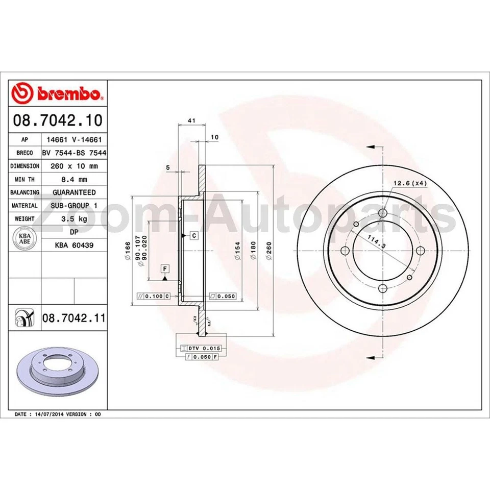 Rotores de freno delanteros traseros Brembo OE para Volvo S40 2000 2001 2002 2003 2004 Foto 2 de 4