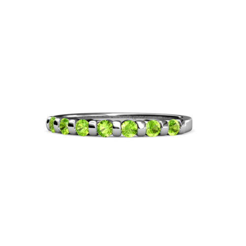 TriJewels Round Peridot Women 7 Stone Wedding Band Ring in 14K Gold JP:100649 - Picture 1 of 4