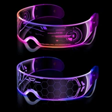LED Light Up 3 Color Clear Lenses Visor Glasses Goggles Cyberpunk Rave Party US
