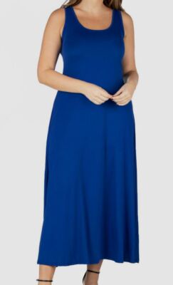 24seven Comfort Apparel Women's Blue Scoop Neck Sleeveless Dress Plus Size 1X