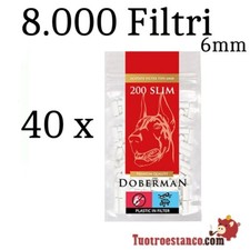 Filtri Doberman slim 6 mm - 40 sacchetti da 200 filtri - 8000 Filtri