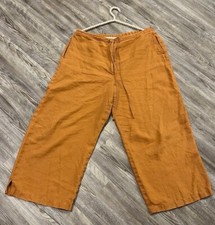 VTG 90  s Laura Ashley Women  s Brown 100 Linen High Rise Pockets Zipped Pants L
