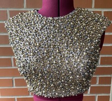 Terani Couture Gray Jeweled Cropped Top Size 4 Formal Prom Layering Piece