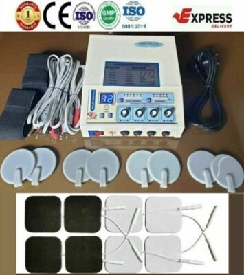 #ad Electrotherapy 4 Channel Stress Relief Unit Carbon amp; Sticky Pads Combo $145.00