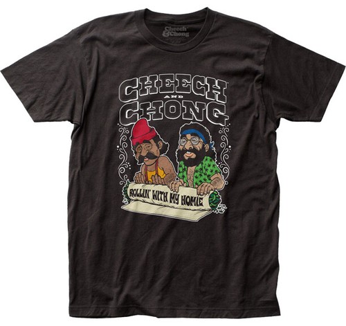 Cheech And Chong Rollin' With My Homie Up In Smoke Fitted Jersey Tee CHCH22 - Picture 2 of 3