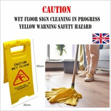 Image of Wet Floor Caution Sign Cleaning In Progress Yellow Warning Hazard Safety UK