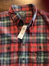 Abercrombie Fitch Button Down Shirt Men's Sz S Red Blue Plaid 100 Cotton