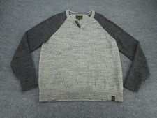 Lucky Brand Sweater Mens Large Gray Henley Neck Long Sleeve Knit Pullover L