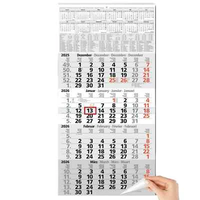 TOBJA 4 Monatskalender 2026 Bürokalender Wandkalender Schieber Monatskalender