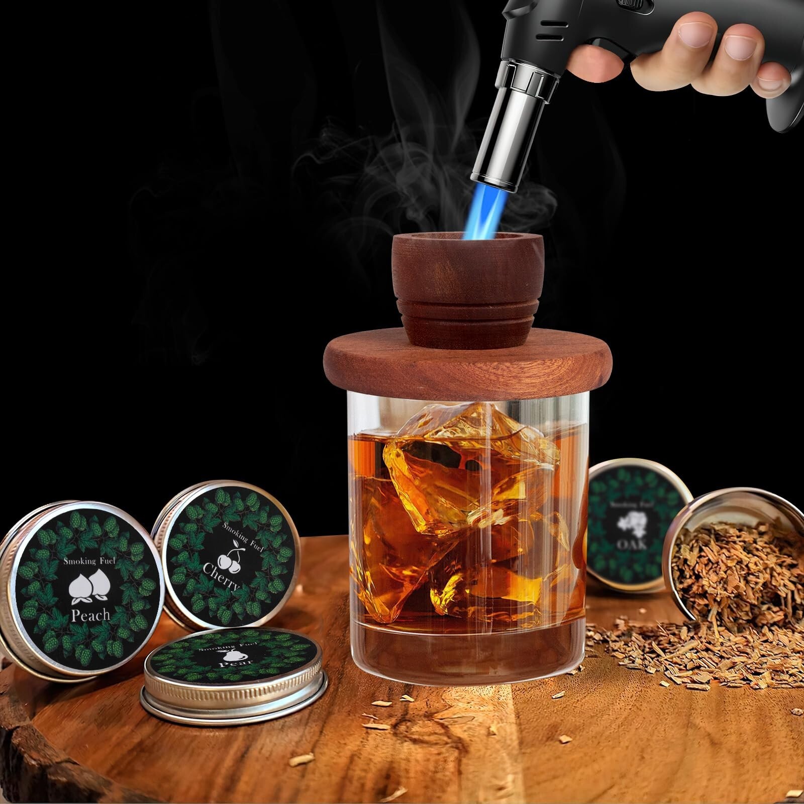 Cocktail Smoker Kit with Torch – 8 Flavors Wood Chips – Bourbon, Old