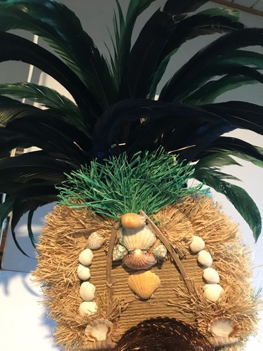 Handmade Feathered Tahitian Headpiece. Each Is One Of A Kind. Leather Headband - Picture 7 of 10