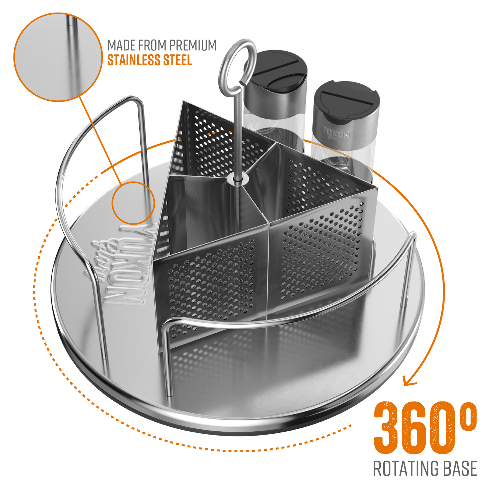 Yukon Glory™ Lazy Susan Caddy for Utensils, Condiments, Napkins, Salt & Pepper