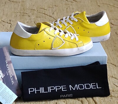 Philippe Model Paris Women's Yellow Sneaker Leather Classic Lace up Size 7