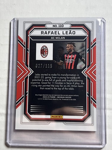 2022-23 Panini Obsidian #110 Rafael Leao #/115 Soccer Card Silver SP - Picture 2 of 2