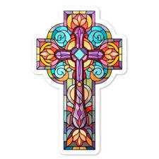 Christian Cross Vinyl Sticker, Water Resistant, Laptop, Water Bottle, Scrapbook