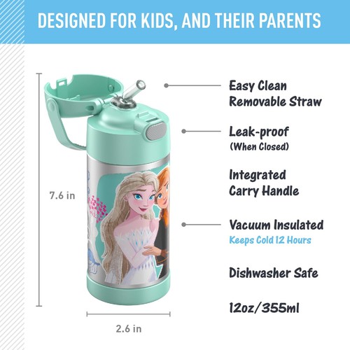 THERMOS FUNTAINER 12oz Frozen 2 Water Bottle – Insulated, Spill-Proof & Kid - Picture 2 of 7