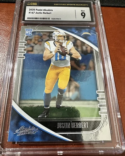 2020 Panini Absolute #167 JUSTIN Herbert - CSG/CGC 9 - ROOKIE CARD