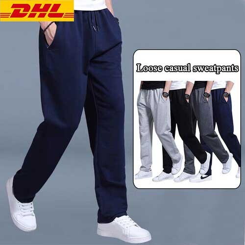 Men Open Hem Bottoms Track Pants Casual Straight Joggers Jogging Trousers L-5XL` - Picture 1 of 17