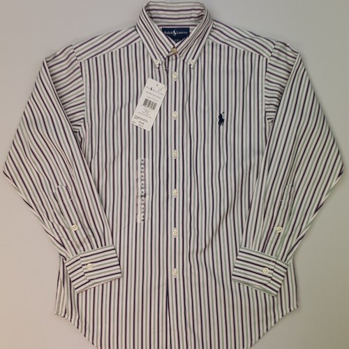 Camisa Ralph Lauren NIÑOS PEQUEÑA 8 Calce Regular Blanca Manga Larga Rayas TOTALMENTE NUEVA - Imagen 5 de 14
