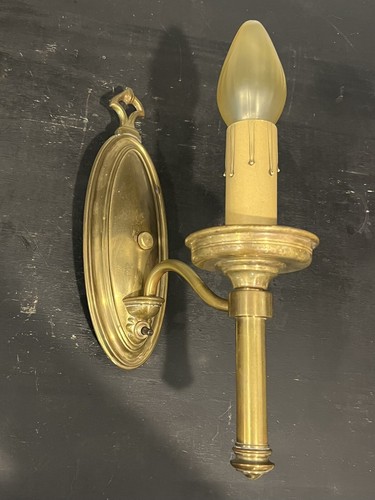 Pair Antique Brass Sconces Rewired Beautiful Patina Nice 11K - Picture 2 of 8