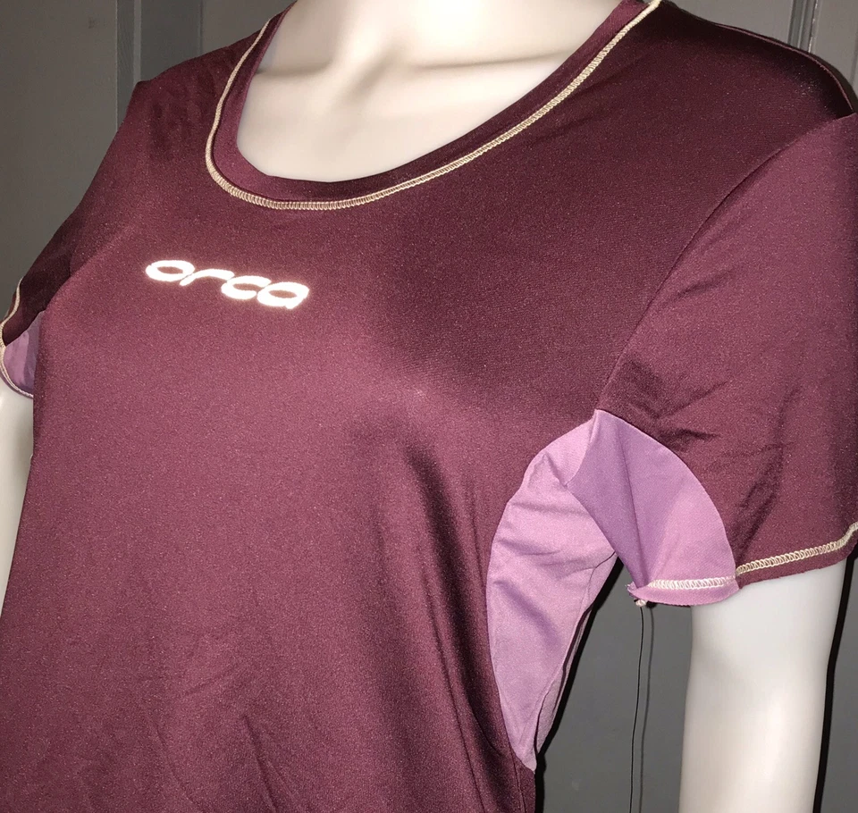 全新带标签 ~ ORCA 女式 CORE FLEX 跑步上衣 US L 性能运动衬衫李子 — 第 2/4 张图片