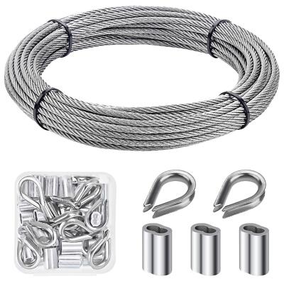 Cable Railing Kit 1/8'' Stainless Steel 33Ft 50 Aluminum Sleeves 12 Thimbles