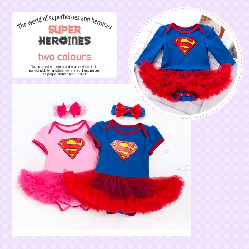 Bebé Niña Superhéroe Tutú Disfraz Vestido Elegante con Diadema Juego Escolar 0-24M