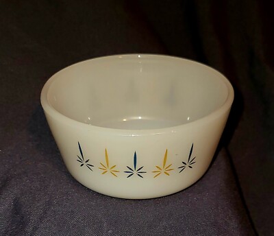 Vintage 1960's Anchor Hocking Fire King Starburst Candle Glow 602 Custard Bowl
