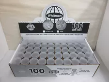 Box of 100 Whitman HE Harris Round Coin Tubes Holders American Silver Eagle 40mm